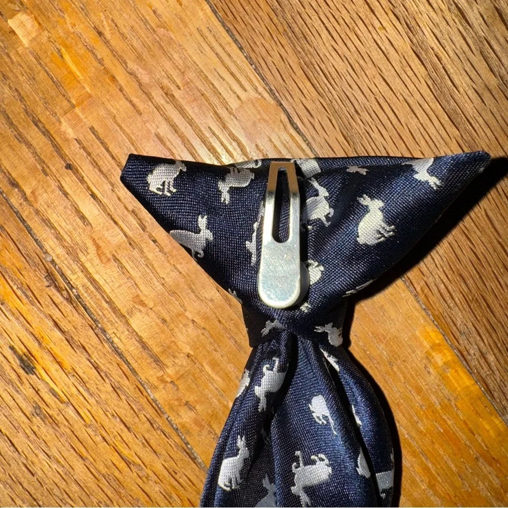 Baby Boy Clip on Navy Blue Bunny 🐰 Patterned Tie #0784